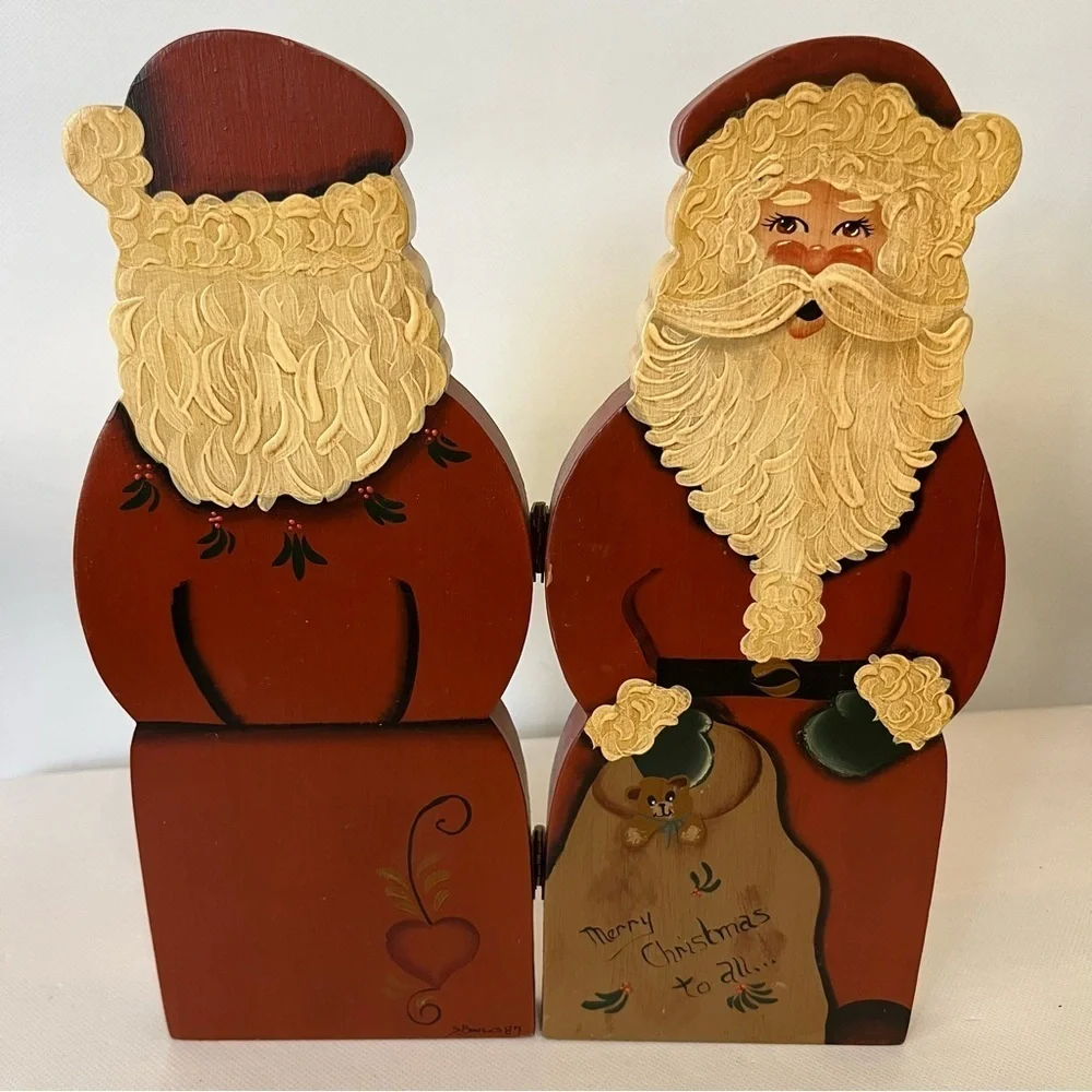 Vintage Wooden Hand Painted Santa